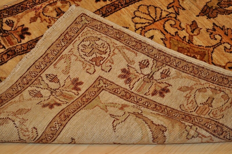 _HANDMADE_HALL-RUNNER_ 9 FT. vegetable dye Oriental rug Beige Gold color gallery