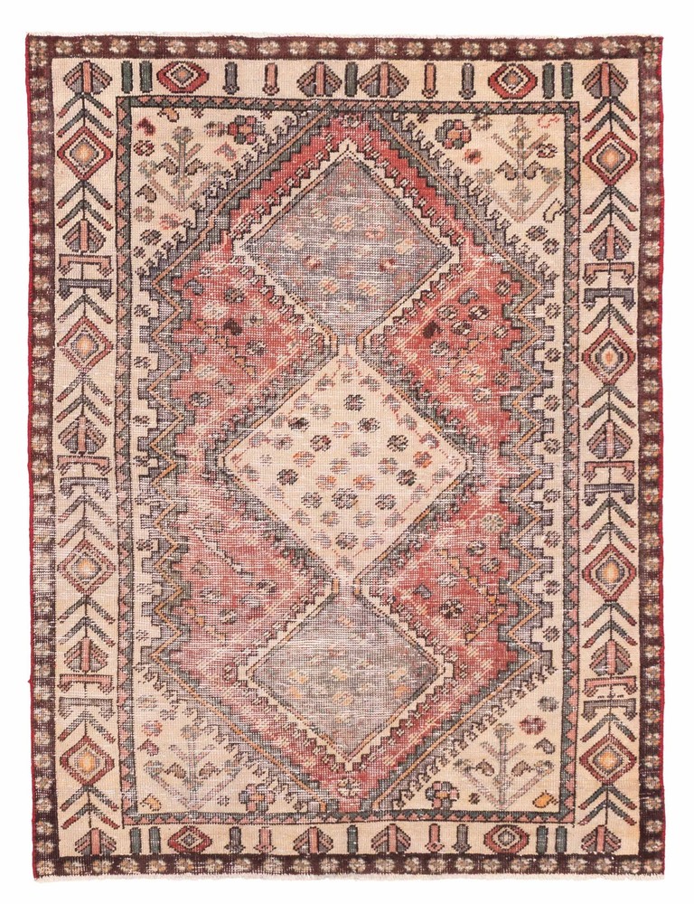Vintage 4'8" x 6'8" Traditional Hand Knotted Vegetable Dye Wool Area Rug