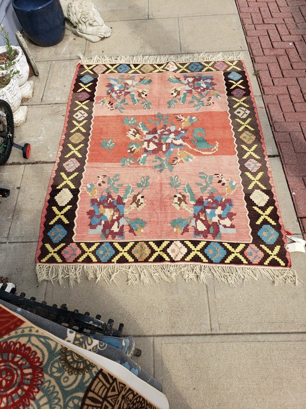 V227- ANTIQUE BESSARABIAN KILIM HAND WOVEN FLAT WEAVE runner 5.0*6.4 gallery
