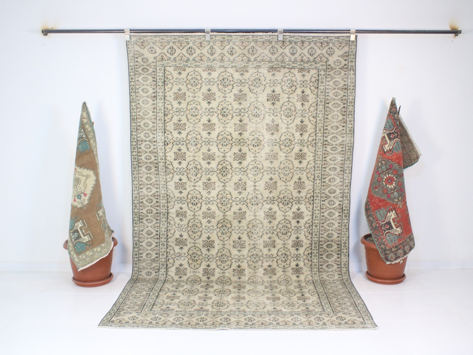 5x9 Turkish Handmade Area Rug Brown Beige Floral Shabby Chic 5.3x8.5 ft gallery