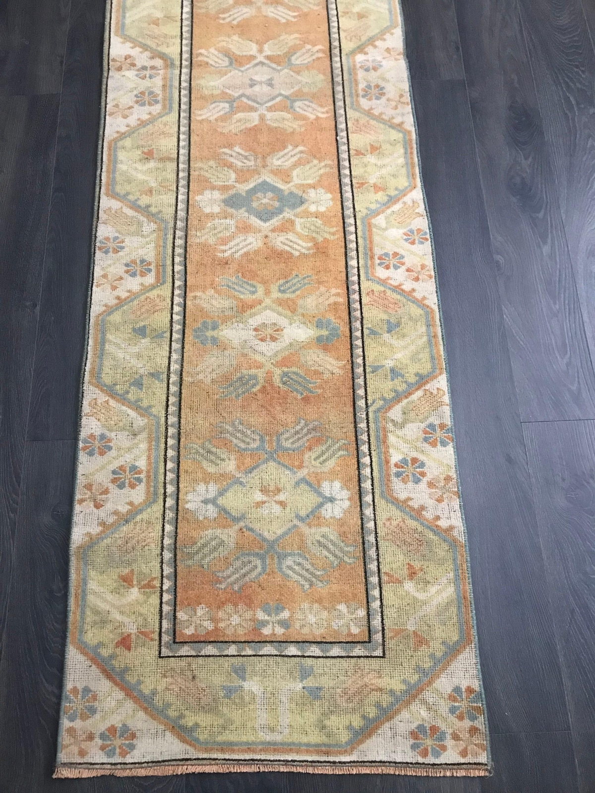 Orange Runner Rug , Wool Oushak Rug , Hallway Runner Rug , Beige Anatolian Rug , gallery