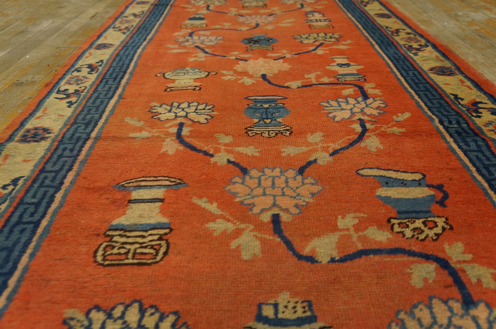 3X16 Antique Chinese Kansu / Gansu Wool Area Rug 1890 gallery