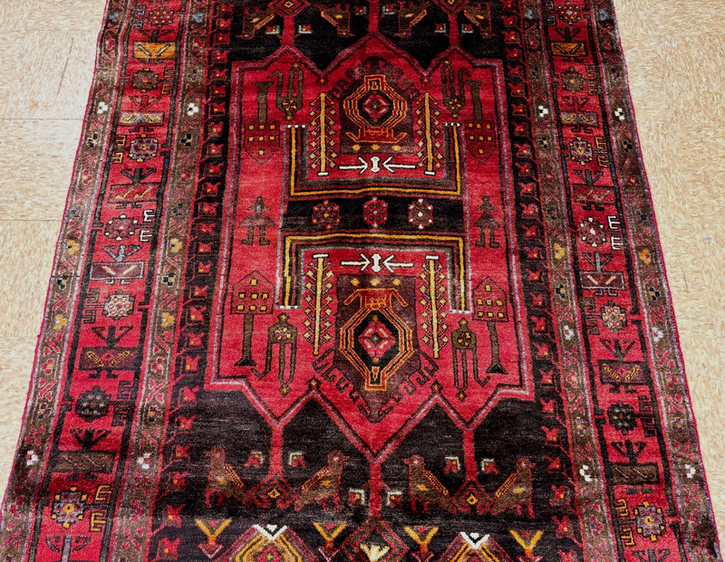 Vintage Koliai Tribal Bird Wool Runner Rug 5x10 Hand Knotted Black Oriental Area gallery