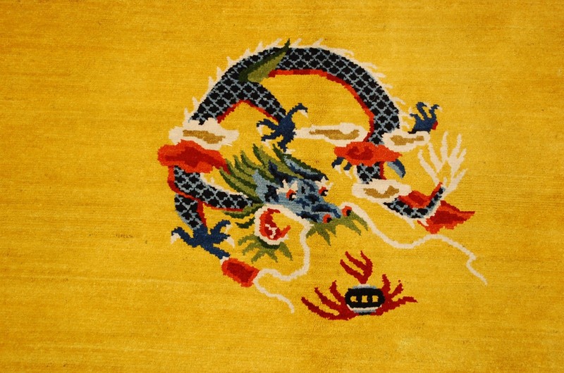 SEMI ANTIQUE MINT ART DECO DRAGON DESIGN CHINESE BEIJING RUG 6x8.2 ROOM SIZE gallery