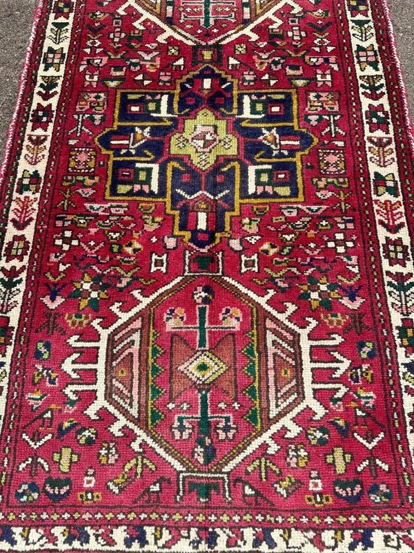 Vintage Caucasian Handmade Wool Runner Oriental Animal Heris Rug 2'9 x 10'2 3x10 gallery