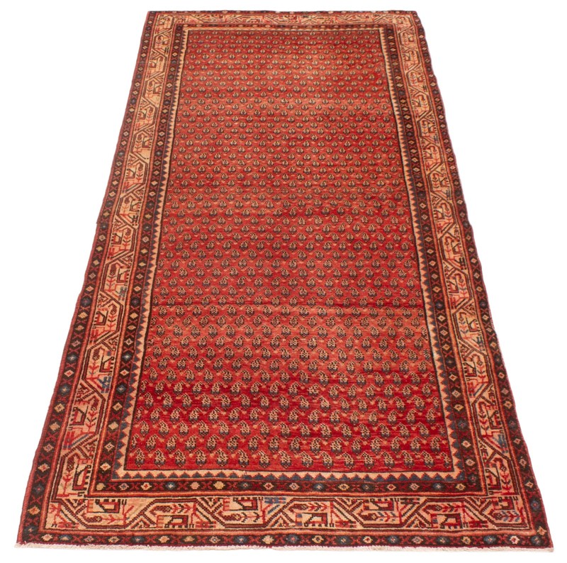 Vintage Hand-knotted Runner Rug 4'3" x 10'10" Traditional Oriental Wool Carpet gallery