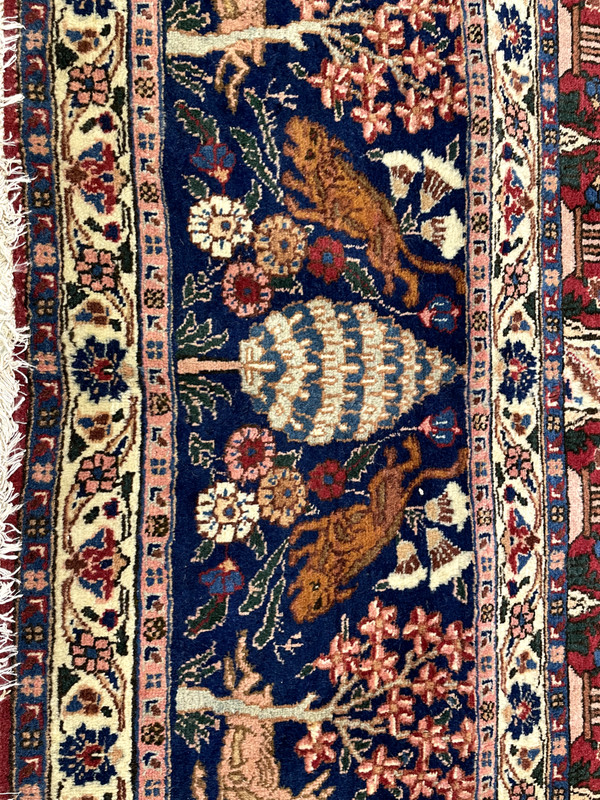 Antique Oriental Hand-Knotted Wool Area Rug Navy Blue/Red/Green/Ivory 11'4" x 16 gallery