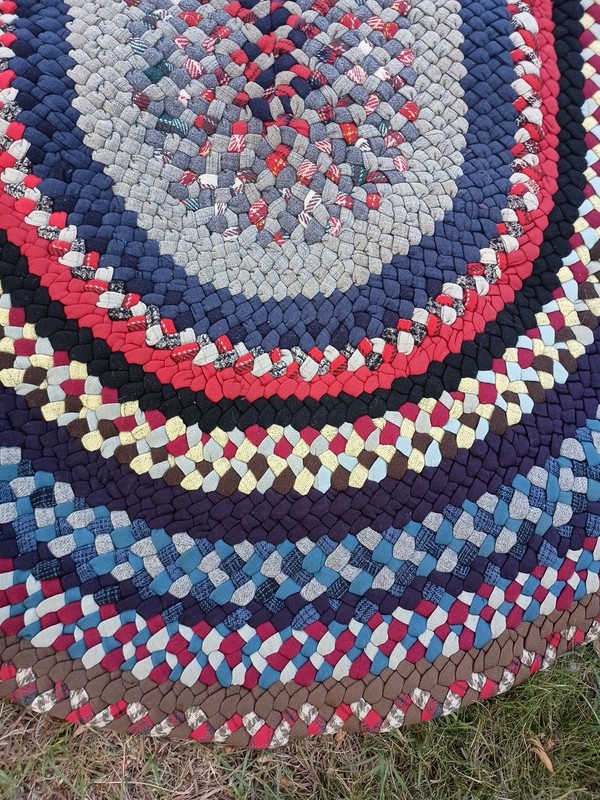 Vtg American Handmade Folk Art Oval Braided Area Rug 38x48 Country Cabin gallery