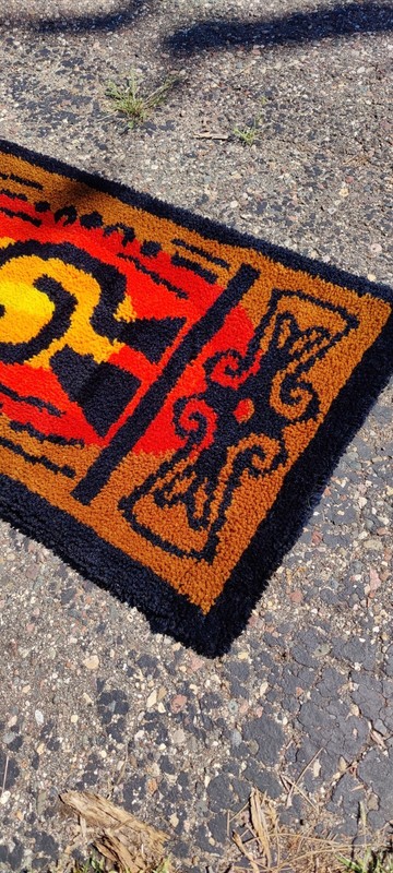 Vintage Rya Shag Rug 55” x 28” MCM Abstract Mid Century Danish Swedish Modern gallery