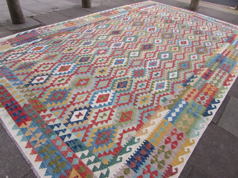 Vintage Kilim Traditional Hand Made Oriental White Wool Large Kilim 502x310cm gallery