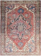10×13 Antique Rare Handmade Geometric Area Rug Rust 288cm x 392cm c.1880