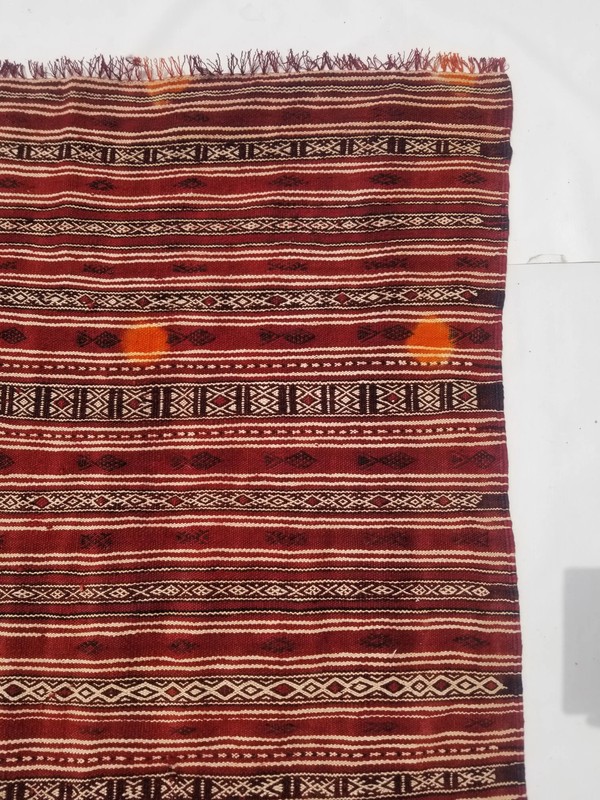 Vintage Traditional Handmade Tunisian Bakhnoug Wool Multi Kilim Rug 8.3x3.6ft gallery