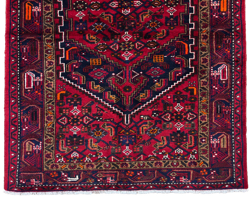 Vintage Zanjan Tribal Geometric Hand Knotted Wool Area Rug 5x7 Oriental Blue Red gallery