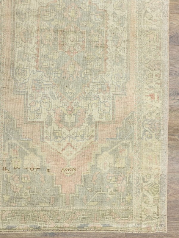 Muted vintage Turkish traditional rug 3.10x7.11 ft Large wide Oushak used runner gallery