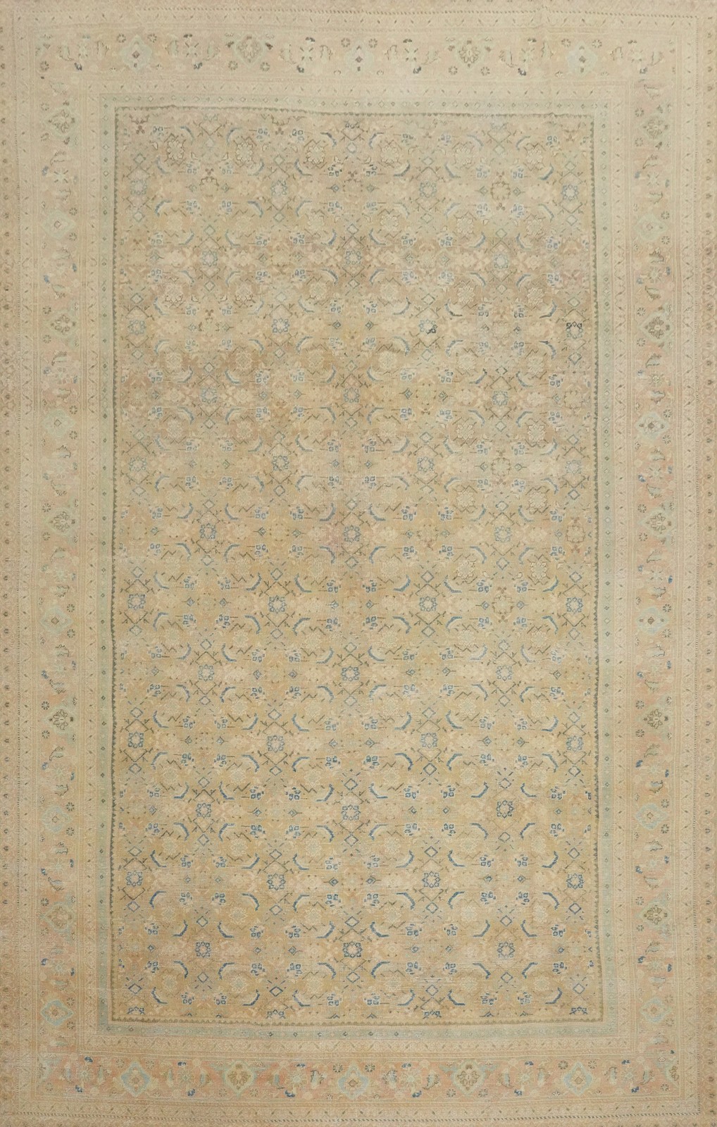 Antique Muted Gold Wool Vegetable Dye Traditional Handmade Room Size Rug 9x13 gallery