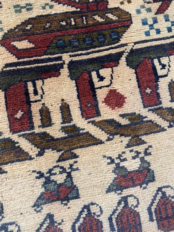 Ar Handmade Afghan war tribel Rug Baluchi Wool Pictorial Rug 77x60 cm gallery