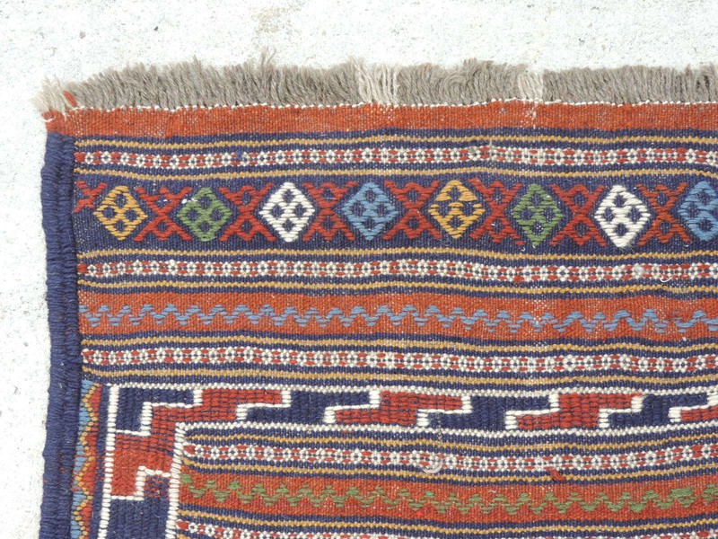 4x8ft. Vintage Sumak Flatweave Tribal Wool Rug gallery