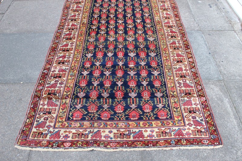 Antique Hand Made Traditional Oriental Wool Blue Long Corridor Runner 502x113cm gallery