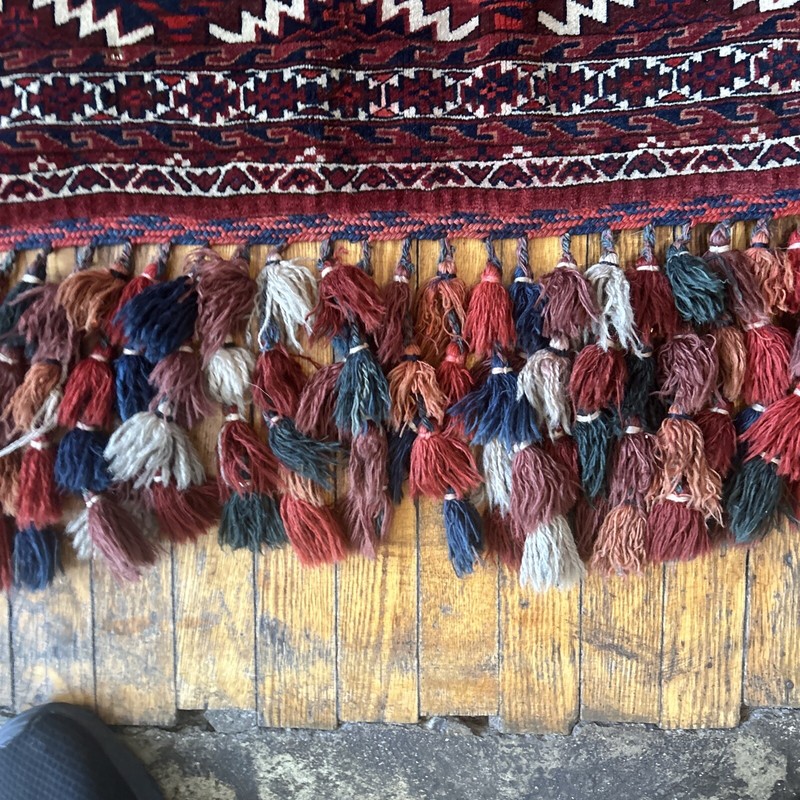 ANTIQUE TURKOMAN ASMALEK Yomud Rug Large Size 47”x36” Approx gallery
