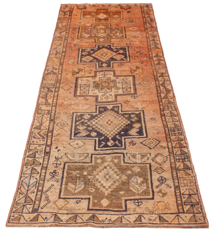 4'3" x 12'10" Vintage Hand-knotted Runner Rug Traditional Oriental Wool Carpet gallery