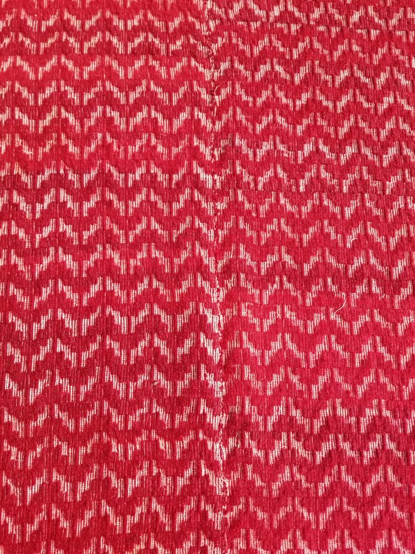 Vintage American Handmade Jacquard Loom Reversible Wool Red Blanket 6.6x4.5 ft gallery