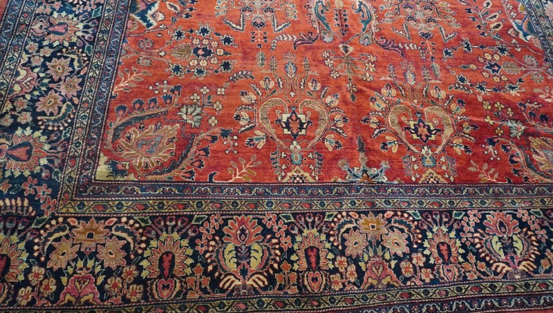 Antique Saroukk Hand-Knotted Wool 9' x 12' Red Oriental Rug Exceptional gallery