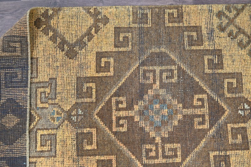 Vintage Turkish Runner Rug 3x11ft YELLOW Handmade Anatolian Oushak Hallway Wool gallery