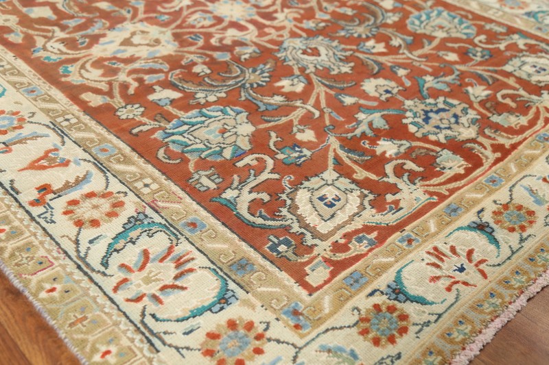 Rust/ Ivory Vintage Overdyed Wool Traditional Rug 4x6 ft Hand-knotted Carpet gallery