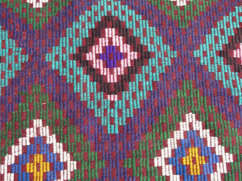 Violet & Olive Turkish Vintage Embroidery Rug Wool Kilim Carpet 72"x113" gallery