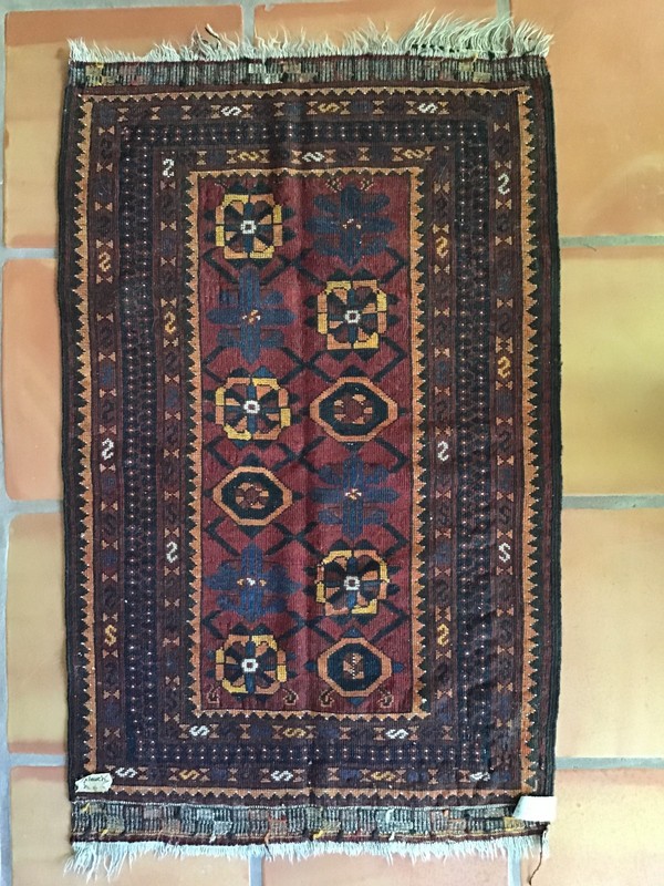 Antique Afghan Balouch Hand-Knotted Tribal Rug, 30"x48". gallery
