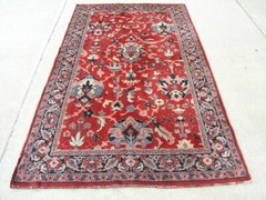 Antique Arts and Crafts Red Wilton oriental Rug Isphahan Garden Design 54×89″