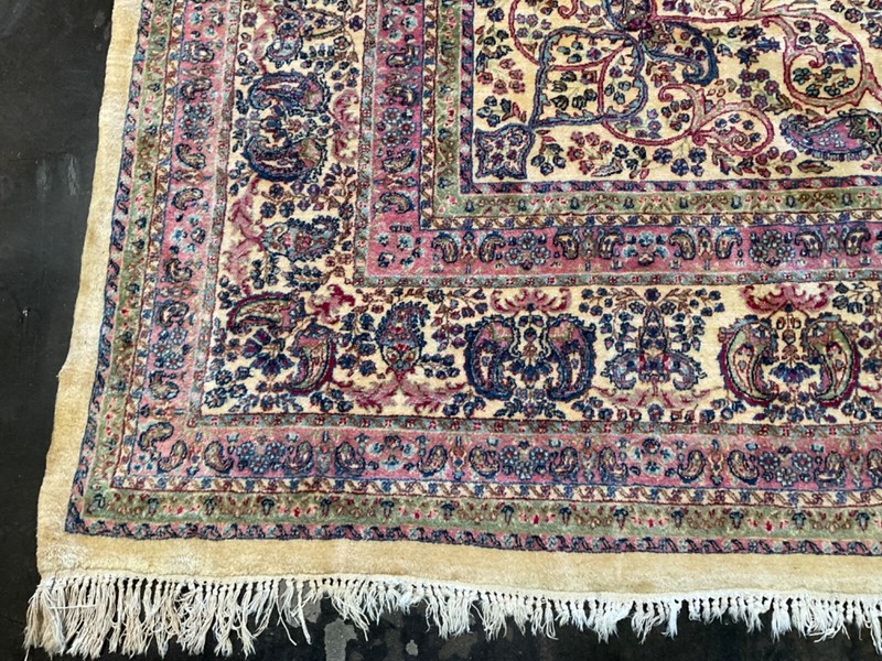 VINTAGE ORIENTAL KERMANN RUG HAND KNOTTED WOOL UNUSUAL SIZE 10’ x 10’ gallery