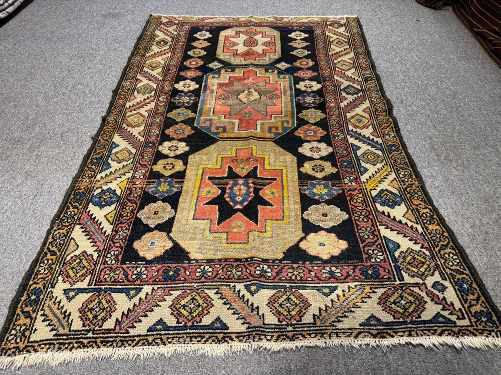1920s Antique Caucasian Star Kazak Rug 3x5 Handmade Vintage Oriental Rug Shirvan