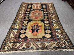 1920s Antique Caucasian Star Kazak Rug 3×5 Handmade Vintage Oriental Rug Shirvan