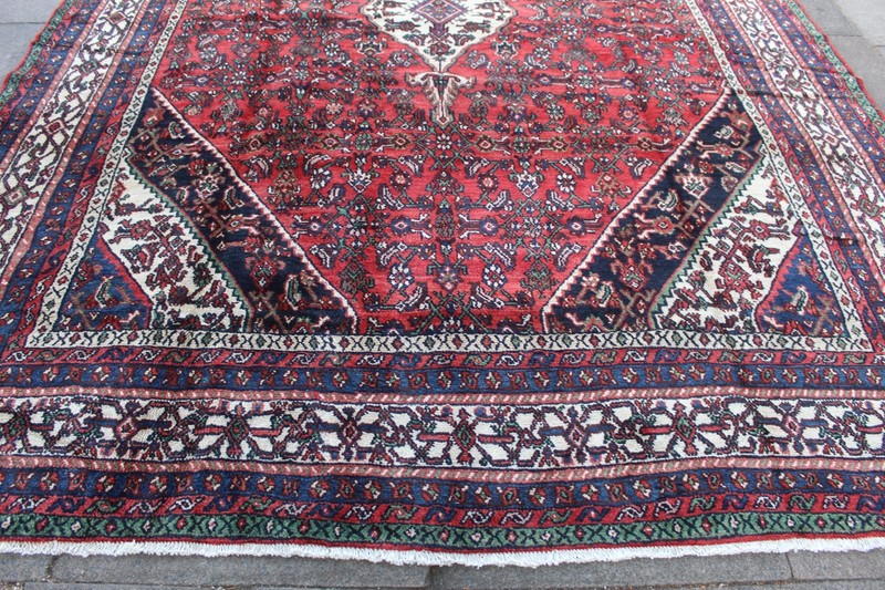 Vintage Hand Made Traditional Oriental Wool Red Blue Large Carpet 343x254cm gallery