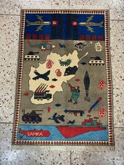 Opium Rug Afghan Handmade War Rug Wool 9/11 Afghanistan map 120 cm x 80 cm