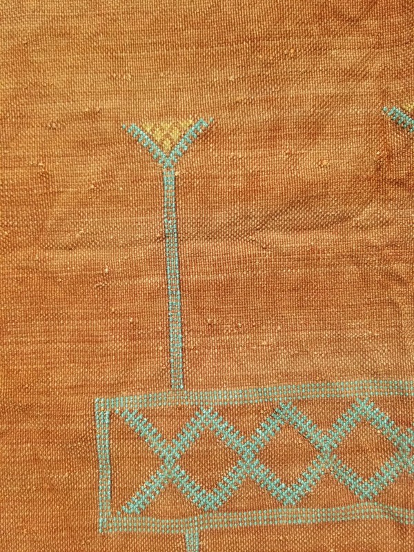 Vintage Traditional Handmade Moroccan Cactus Kilim Rug 4.9x3.0ft gallery