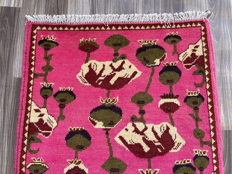 war rug Mini Afghan Handmade Rug 78x62 Cm Handicrafts Poppy Flower Rug S318 gallery