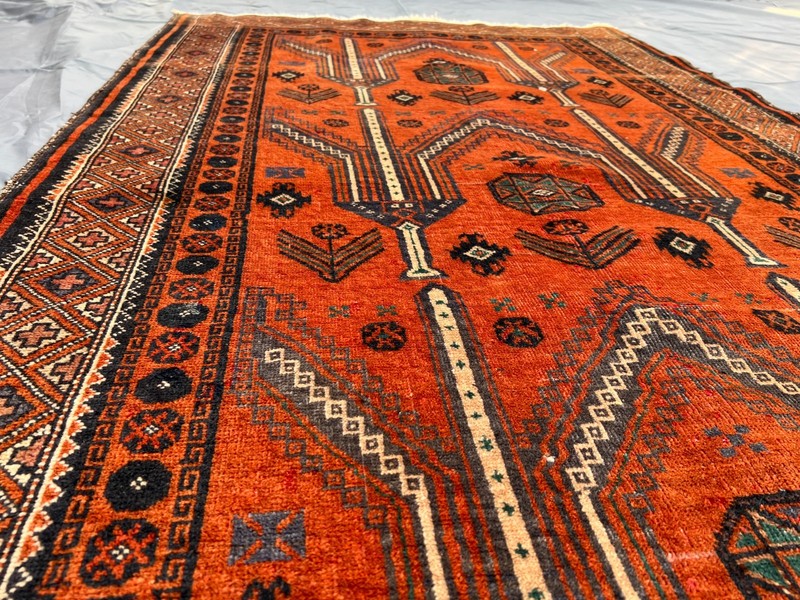 Antique Orange Afghan Rug 3'10 x 6'6 ft – Hand Knotted Nomadic Tribal Carpet gallery