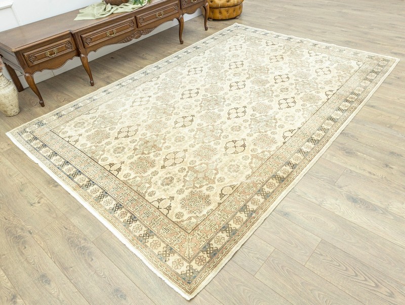 Mid Century Modern Large Turkish Rug-Vintage Hand Knotted Oushak Rug-6.7x9.8 ft gallery