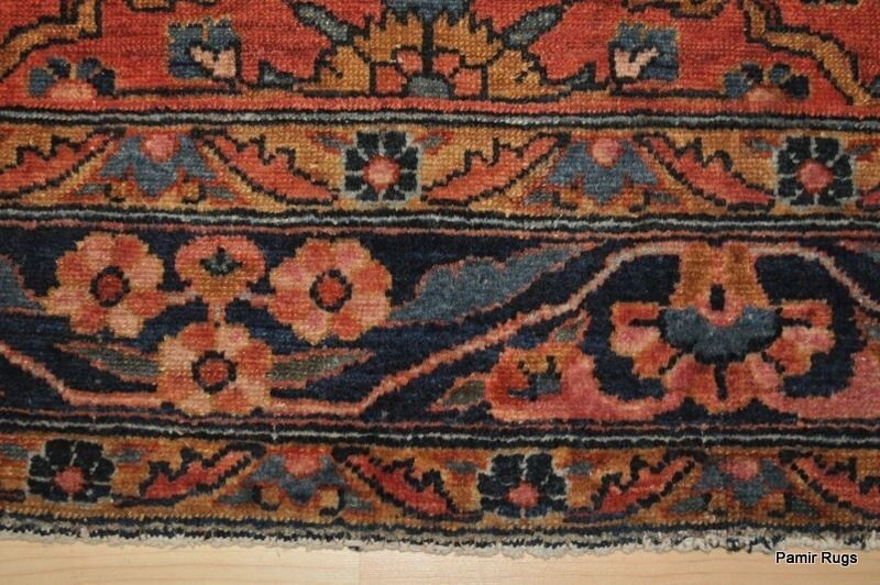 ANTIQUE 5' 5" x 6' Lilihan SaroOk design CIRCA 1920'S SALMON COLOR SAROUK DESIGN gallery