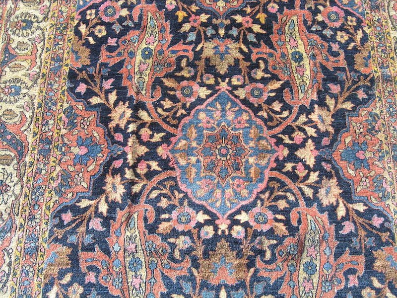 Antique 1800s I s p h a h a n Ahmad Agha Fine Oriental Rug Carpet 54x88" pile gallery