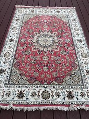 New Fine Quality Rose Pink Oriental Rug Handmade in India, Silk & Wool, 5’x7′