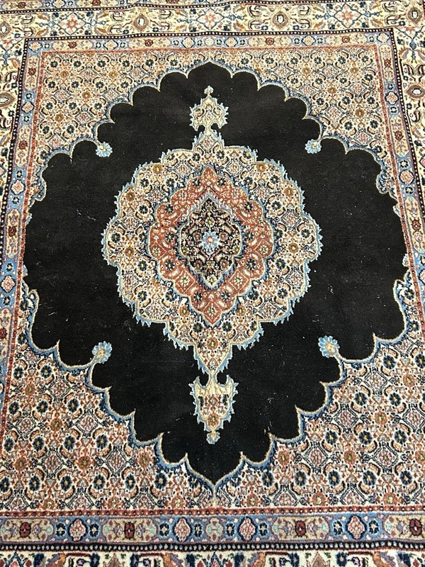 Navy Blue Floral Antique Rug 6.5 X 4.75 Ft Handmade gallery