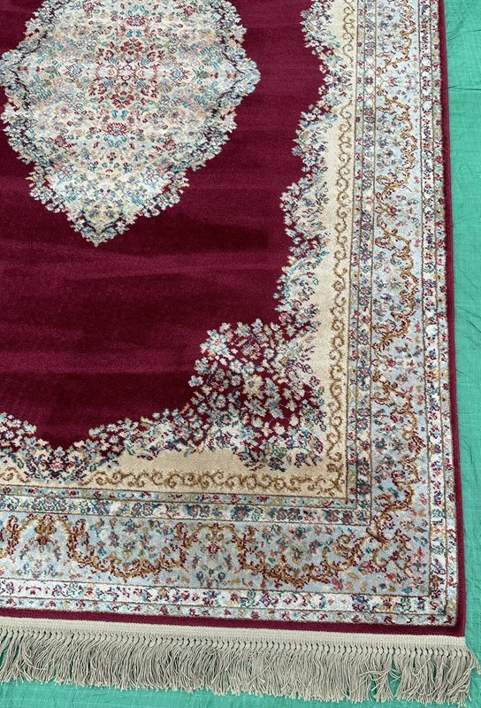 Karastan style 756 Red Kirman Medallion 5’ 9” x 9’ Red Area Rug Excellent Cond. gallery