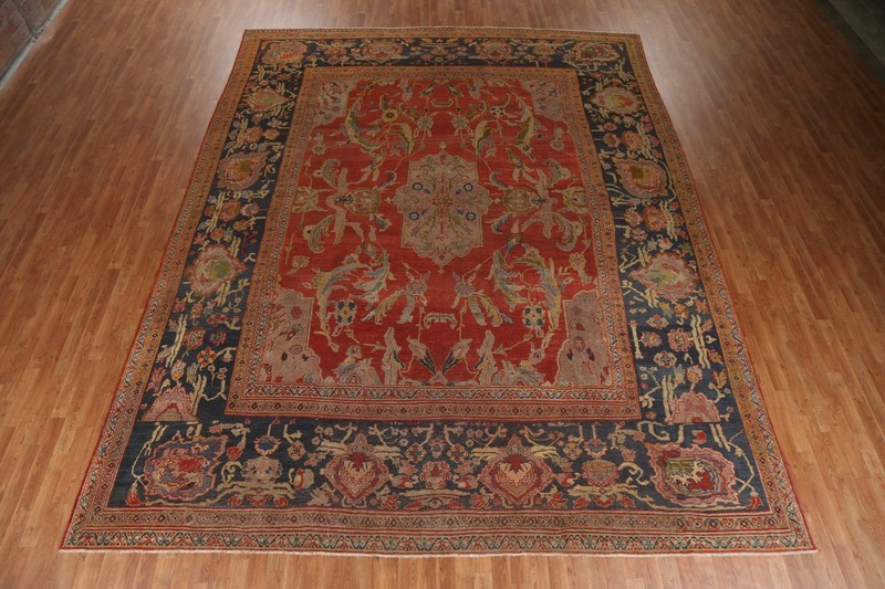 Antique Pre-1900 Vegetable Dye Sultanabad 12'x15' Area Rug Palace Size Handmade gallery