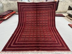 7×9 Turkmen Afghan Large Area Rug Hand Knotted Wool Tribal Family Room Boho