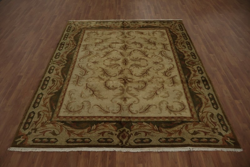 Sophisticated Aubusson French Area Rug 8x10 with Ornate Details Handmade Carpet gallery