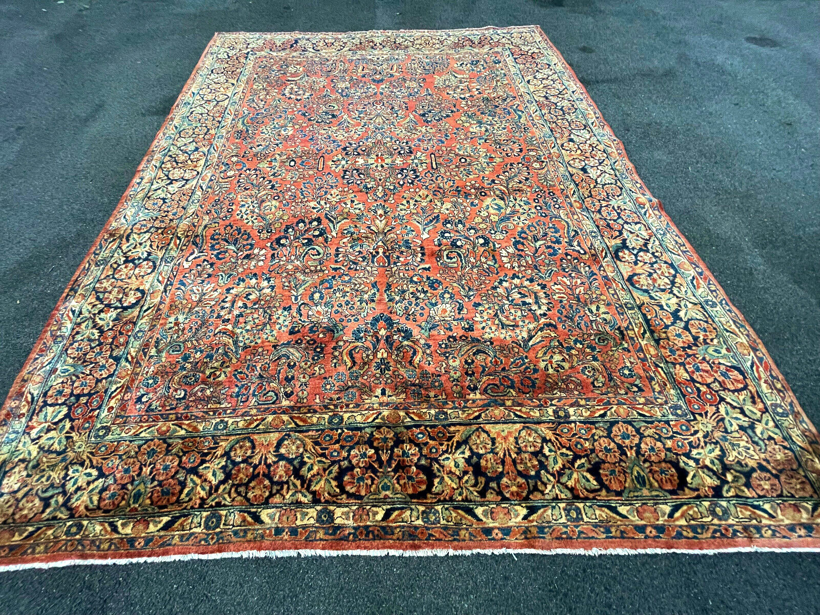 ORIENTAL ANTIQUE SAROUK KAZAK OUSHAK HERIZ RUG 9X11FT gallery