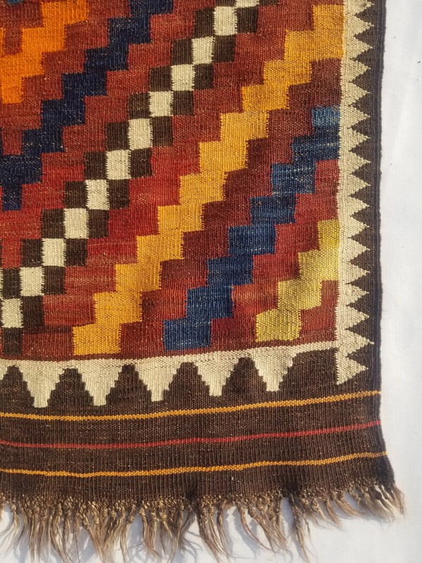 Vintage Traditional Handmade Turkish Wool Multicolor Kilim Rug 3.9x2.6ft gallery